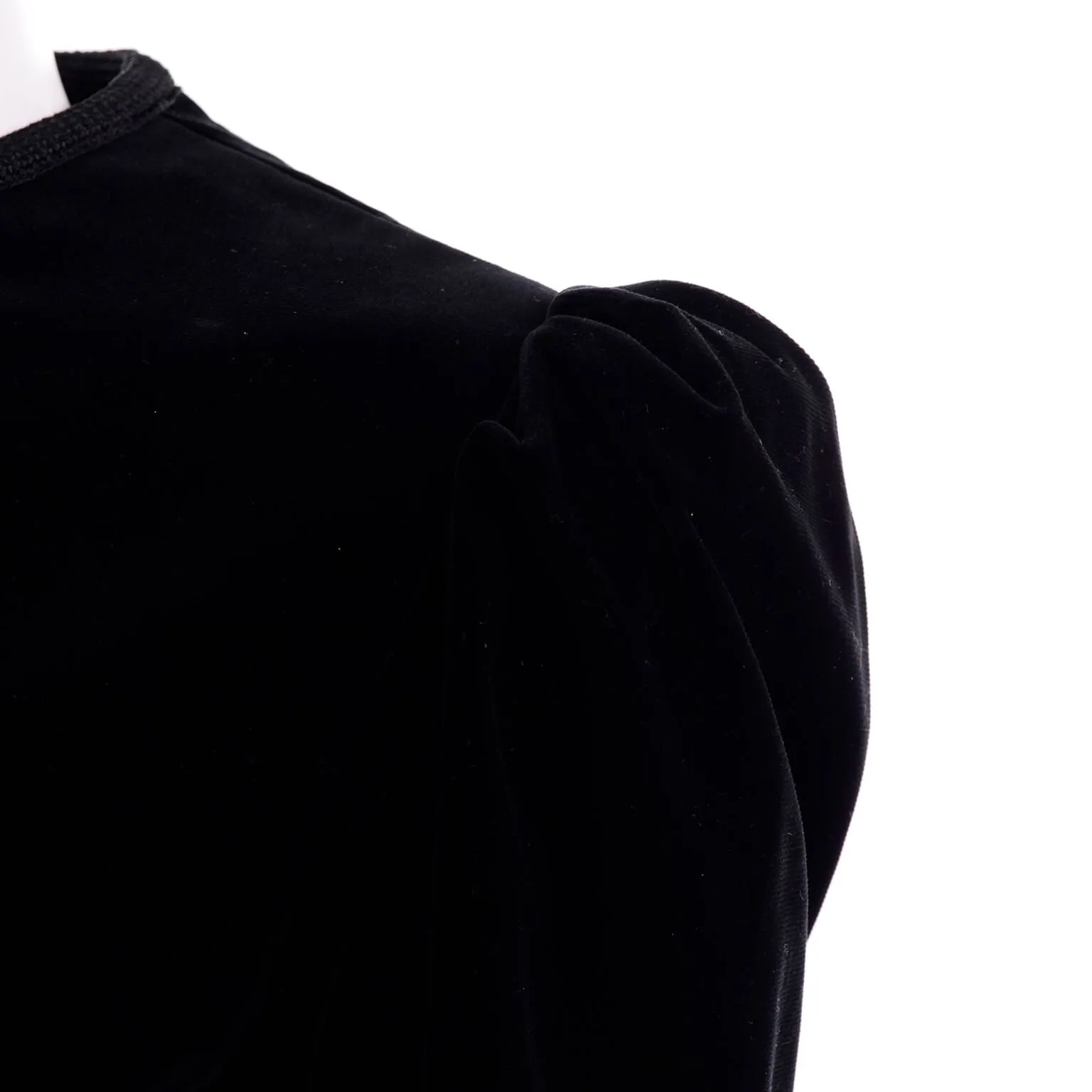 1970s Yves Saint Laurent Vintage Black Velvet Russian Jacket w Braid Trim