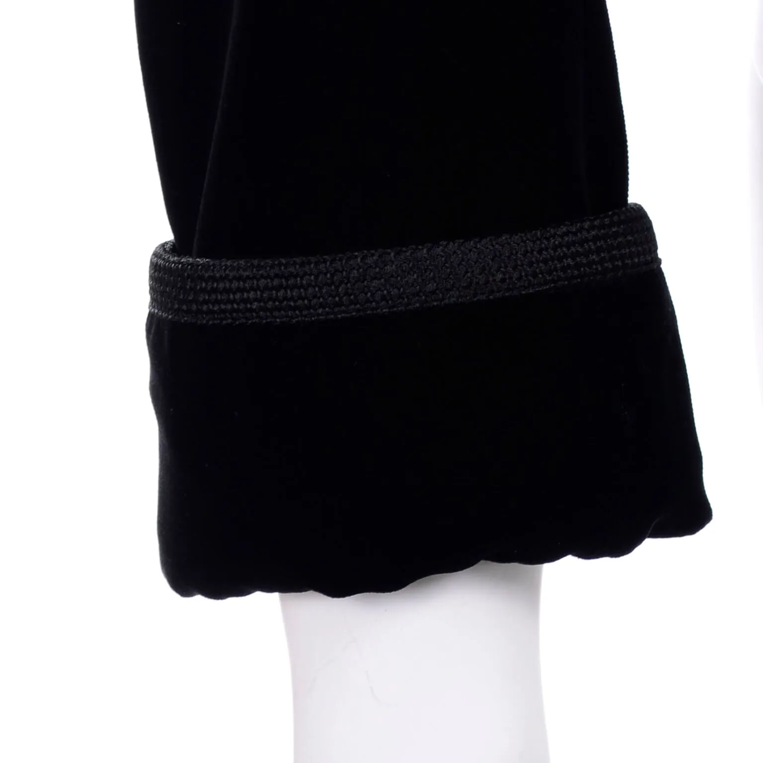 1970s Yves Saint Laurent Vintage Black Velvet Russian Jacket w Braid Trim