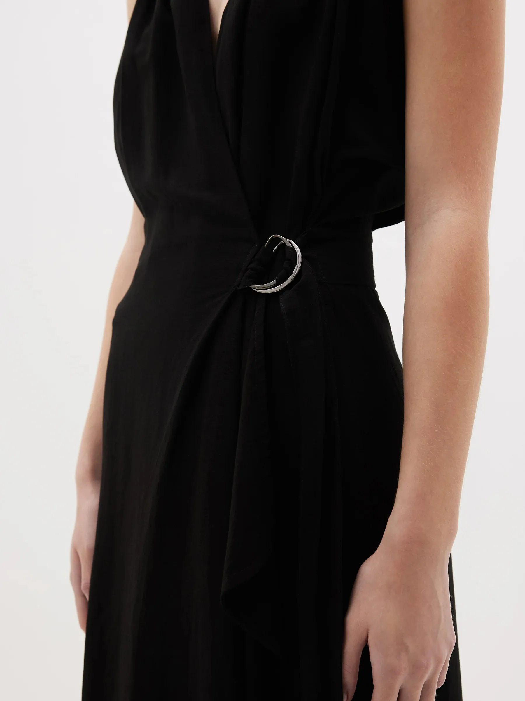 Bassike Linen Knotted Wrap Dress - Black