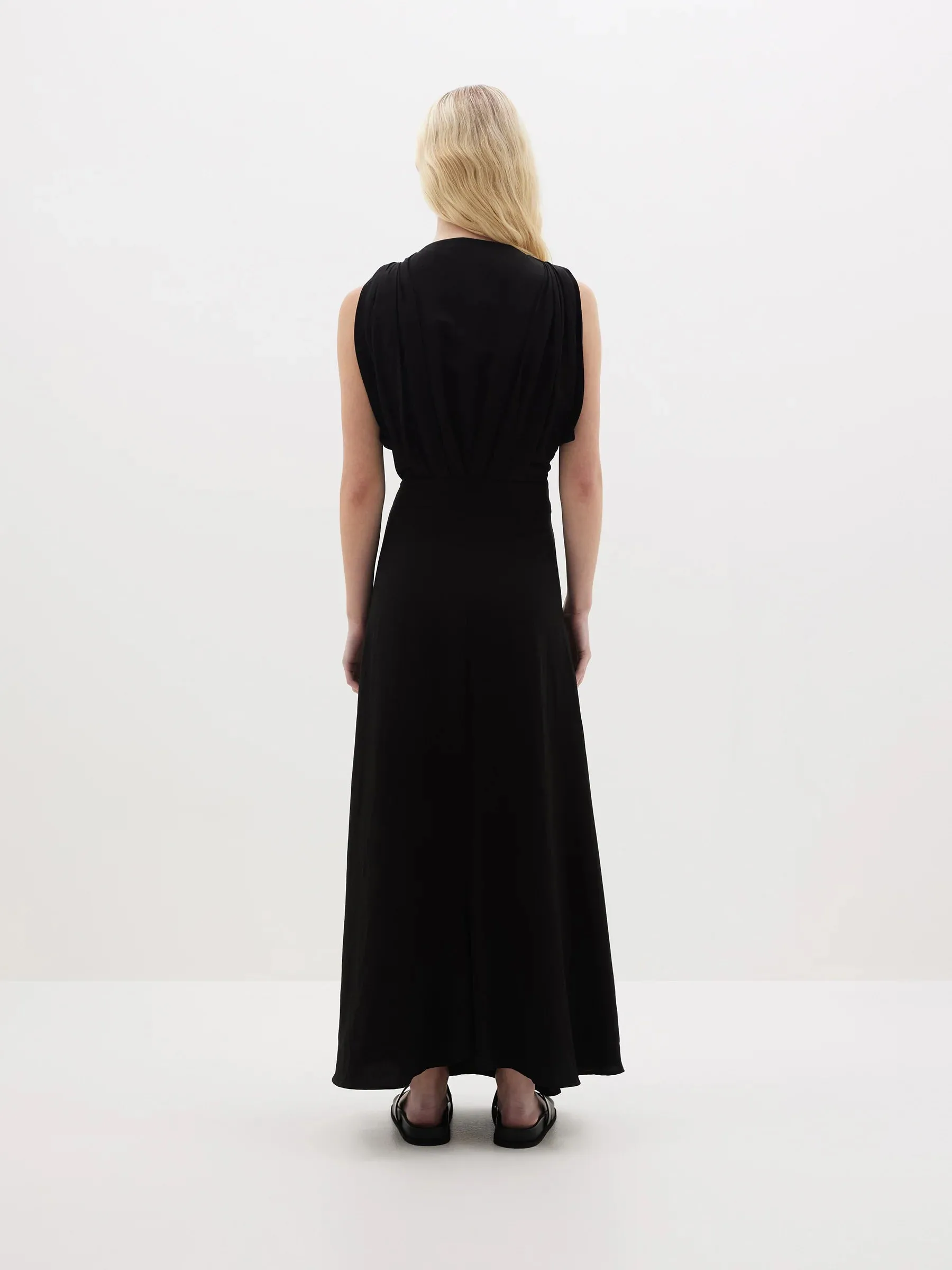 Bassike Linen Knotted Wrap Dress - Black
