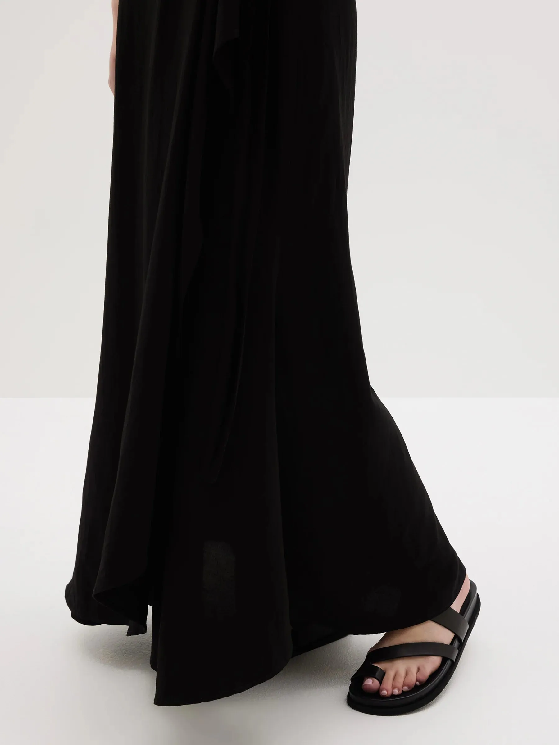 Bassike Linen Knotted Wrap Dress - Black