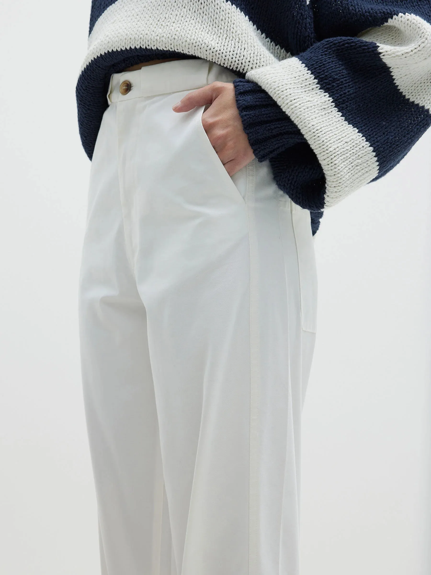 Bassike Waistband Detail Vacation Pant - Natural