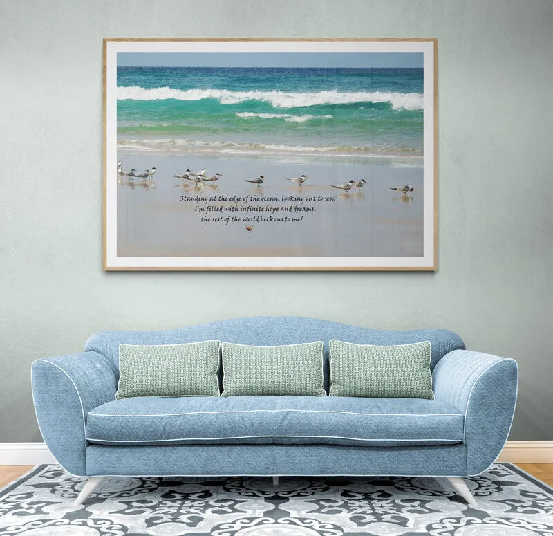 Beach Wall Art Sea Birds Inspired Words Edge of Ocean