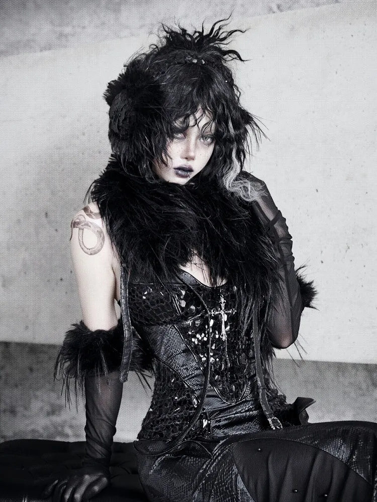 Black Fanx Fur Shawl