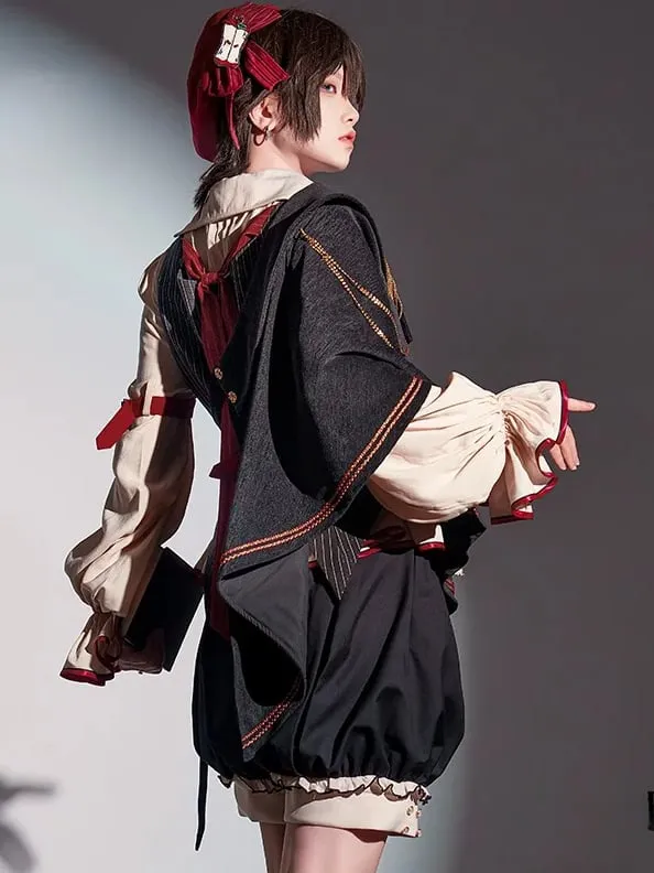 Black Ouji One Shoulder Shawl with Chain and Tassel