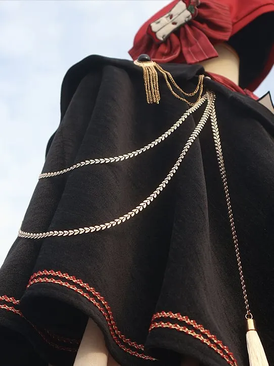 Black Ouji One Shoulder Shawl with Chain and Tassel