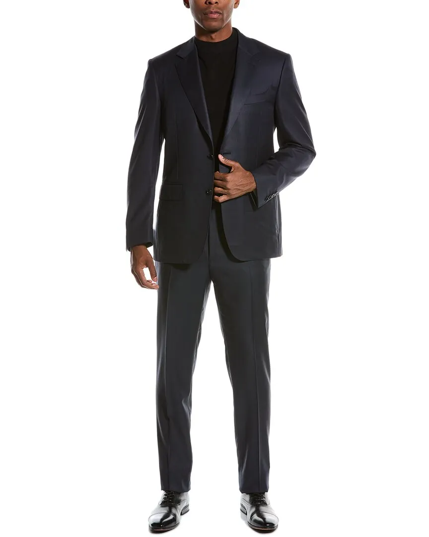 Canali 2Pc Wool Suit With Flat Front Pant
