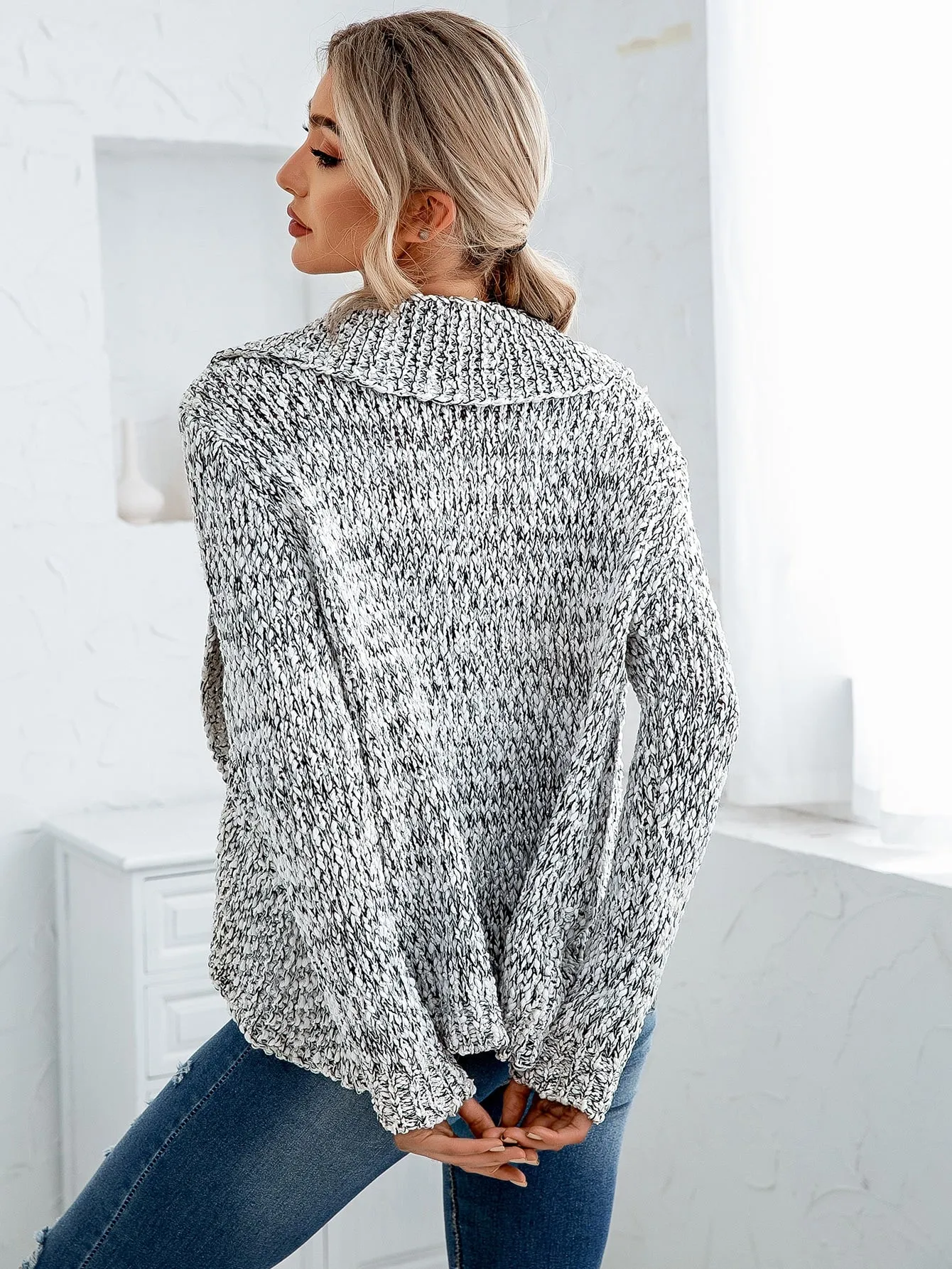 Casual All Over Print Long Sleeve Shawl Collar Regular Women Cardigan