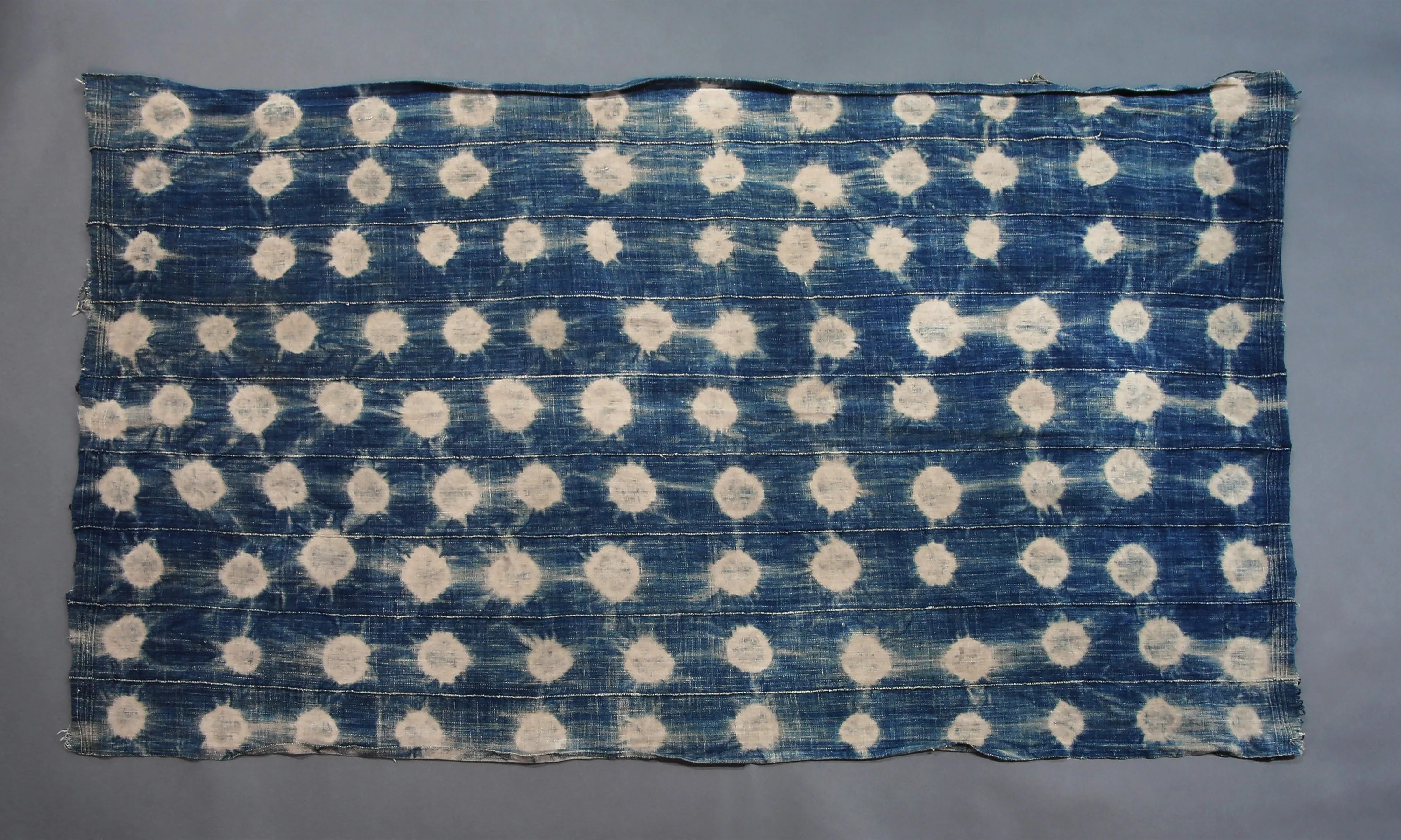 Faded Indigo Cotton Scarf Tie Dye Fabric, Vintage African Textile Shawl
