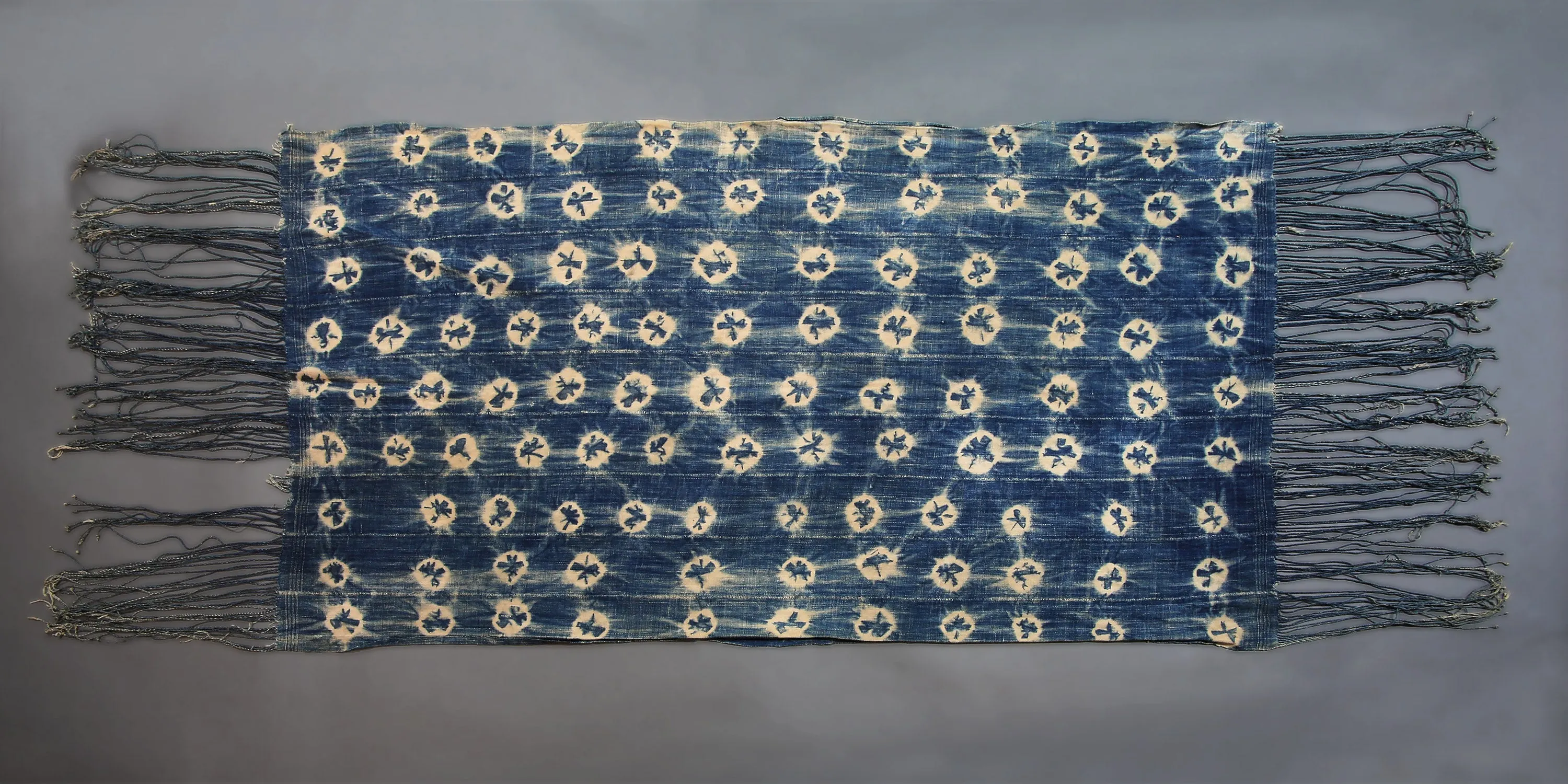 Faded Indigo Cotton Scarf Tie Dye Fabric, Vintage African Textile Shawl