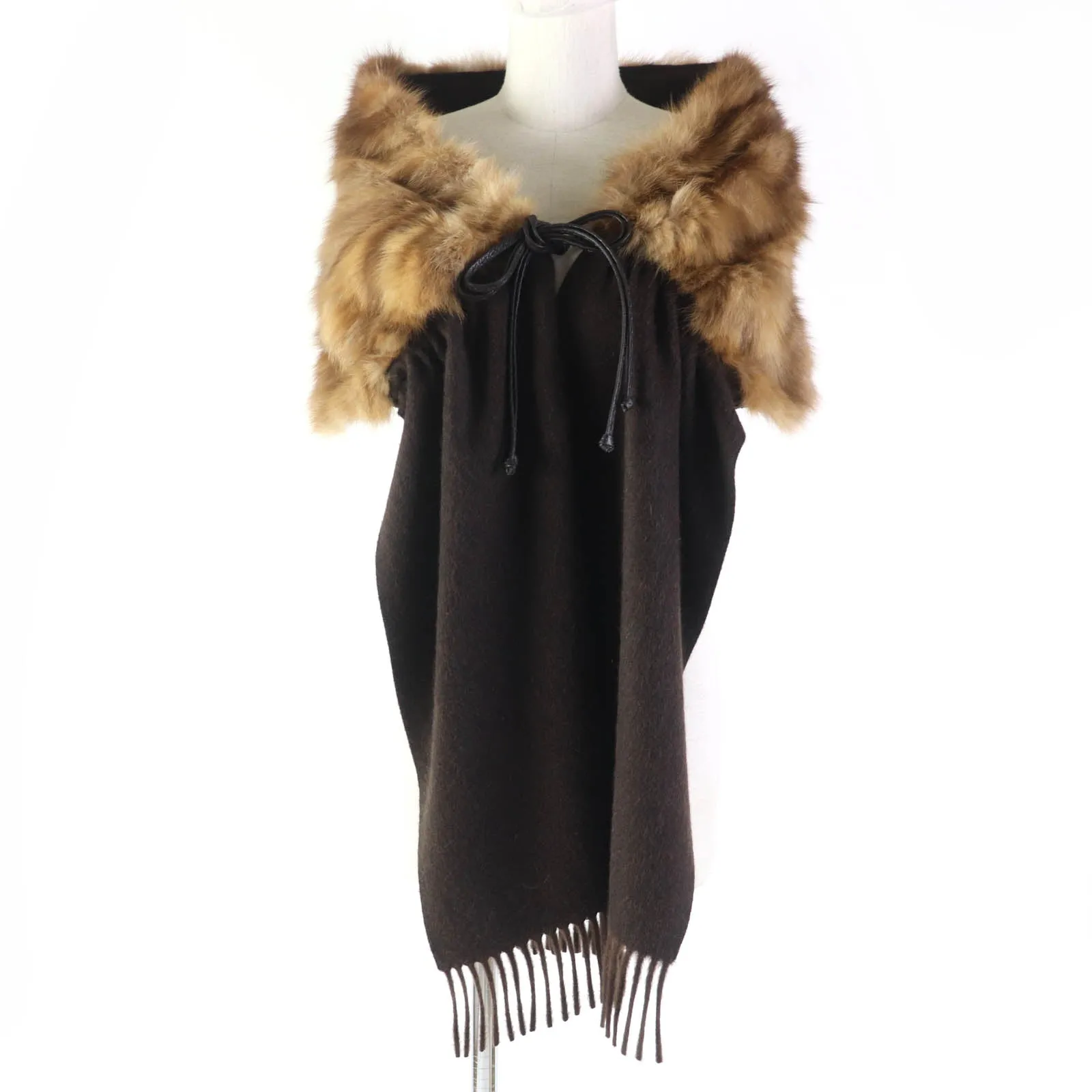 Fendi Cashmere Mink Fringed Stole Shawl