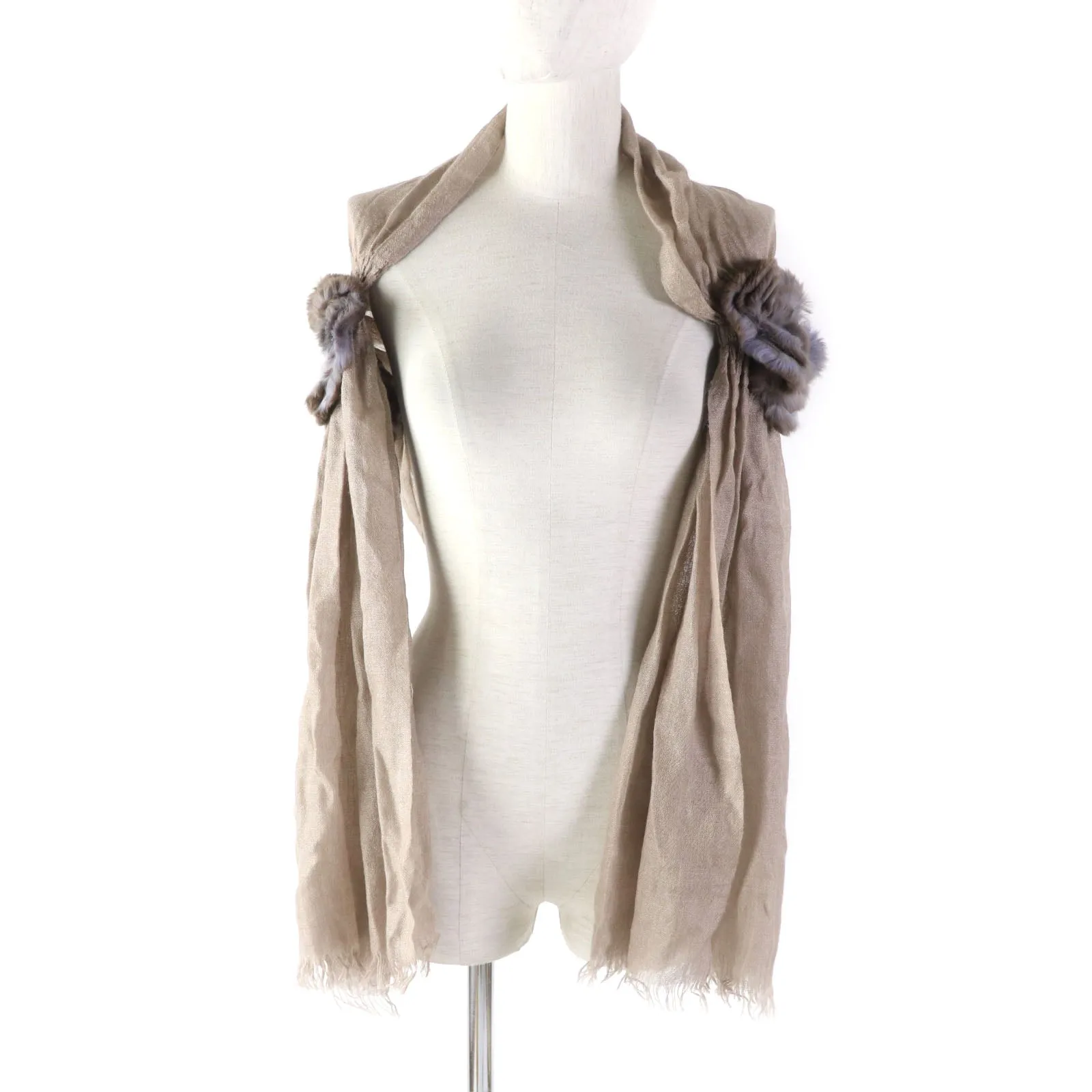 Fendi Cashmere Silk Flower Fringe Shawl