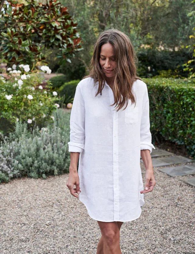 Frank and Eileen Mary Classic Shirtdress in White Linen