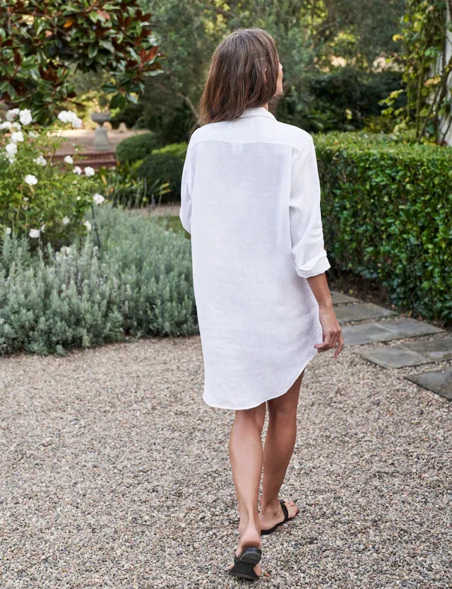 Frank and Eileen Mary Classic Shirtdress in White Linen