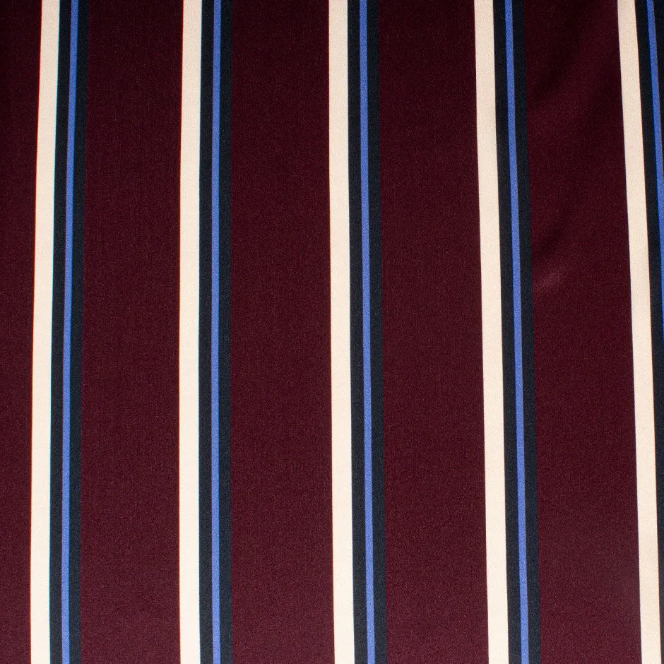 Ivory & Blue Striped Grenache Silk Satin