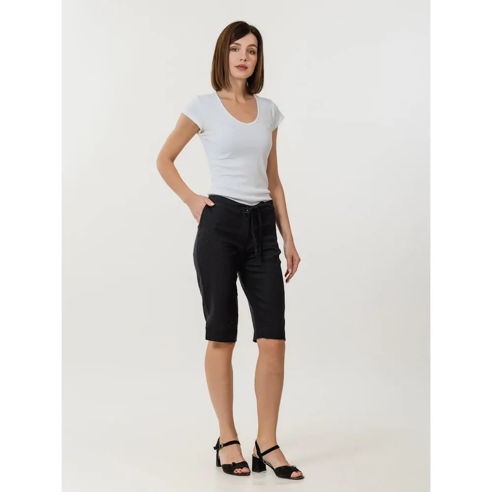 Linen Shorts - Black - Stonewashed - Luxury Medium Thick Linen