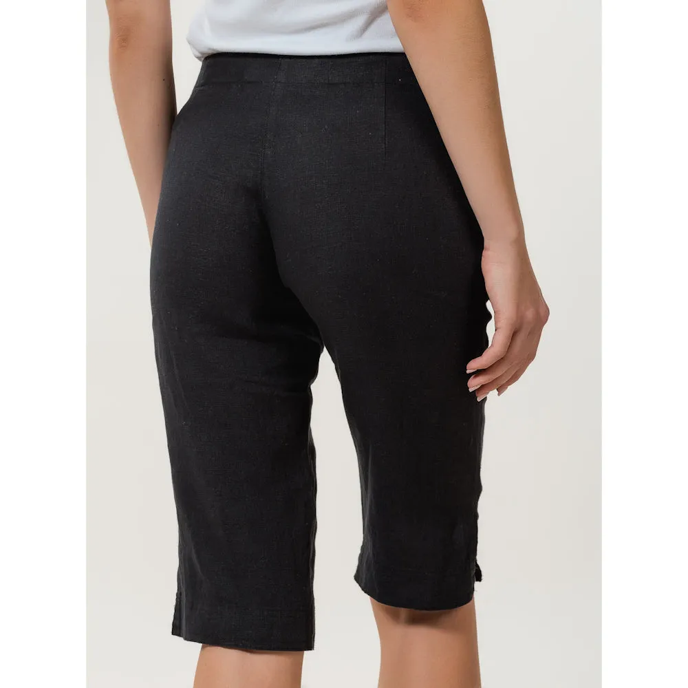 Linen Shorts - Black - Stonewashed - Luxury Medium Thick Linen