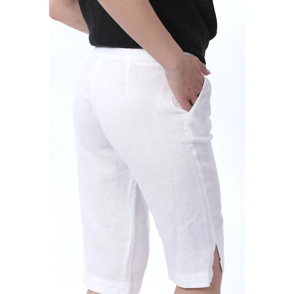 Linen Shorts - White - Stonewashed - Luxury Medium Thick Linen