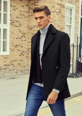 Men Lapel Neck Single Breasted Overcoat