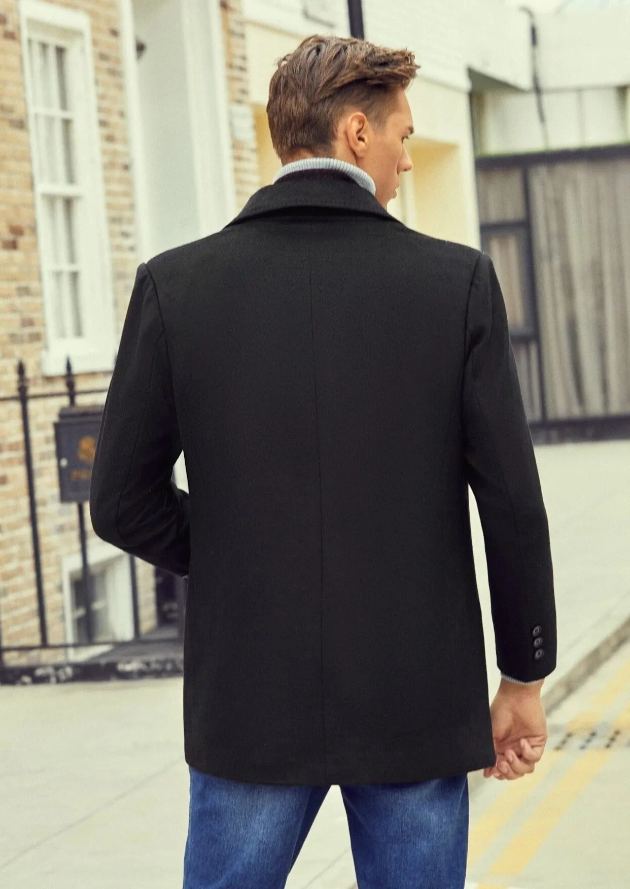 Men Lapel Neck Single Breasted Overcoat