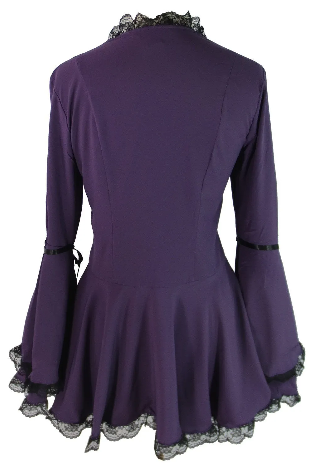 Plus size Victorian Gothic Steampunk Bell Sleeves Ribbon Lace Top