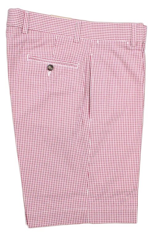 Seersucker Check Short<br>Flat Front<br> Burgundy