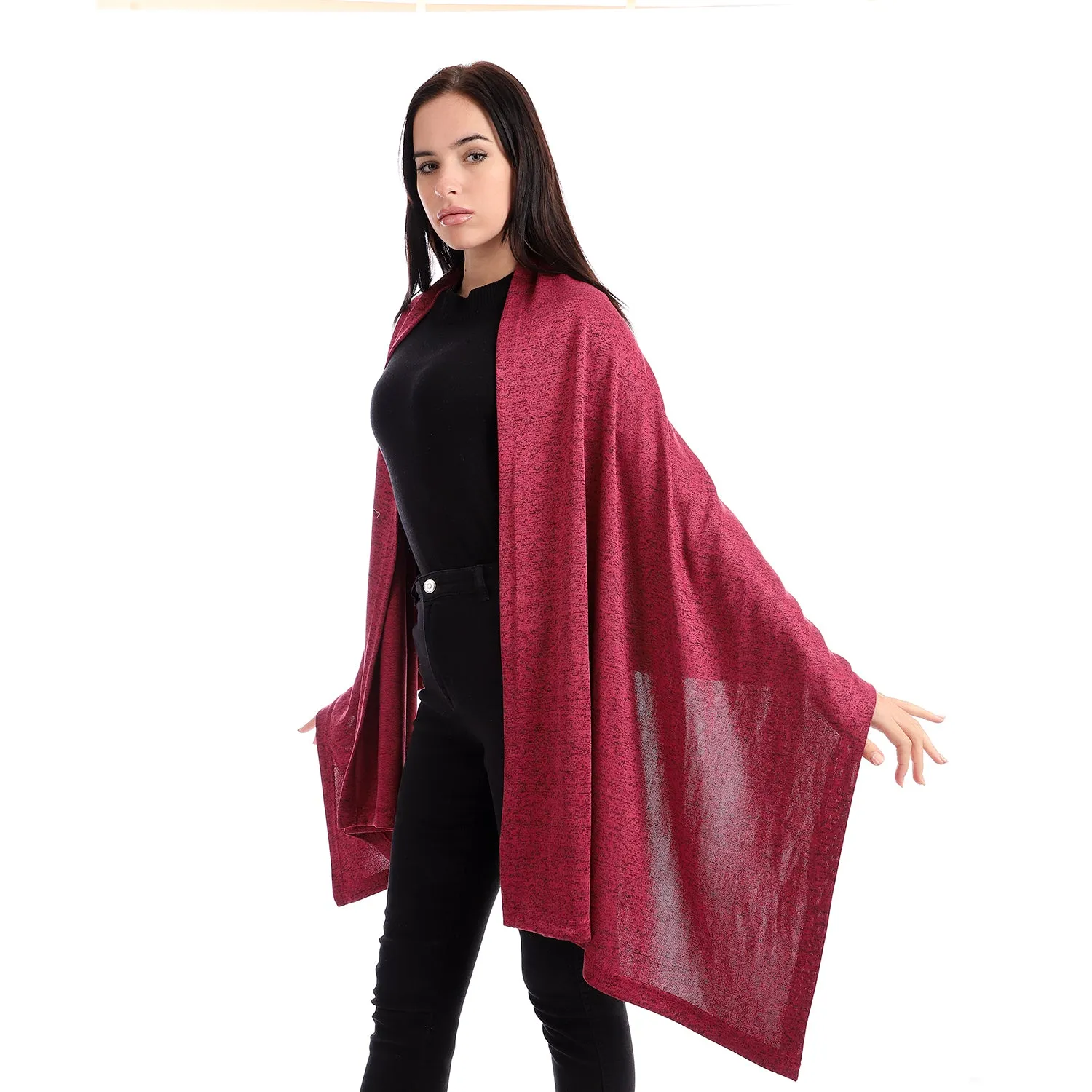 Slip On Heather Burgundy Shawl - Kady