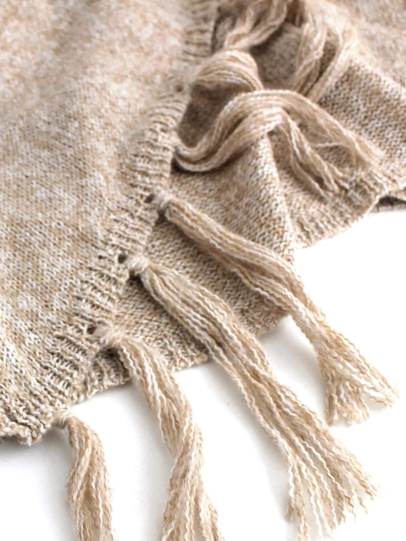 Women Elegant Draped Asymmetrical Fringe Sweater