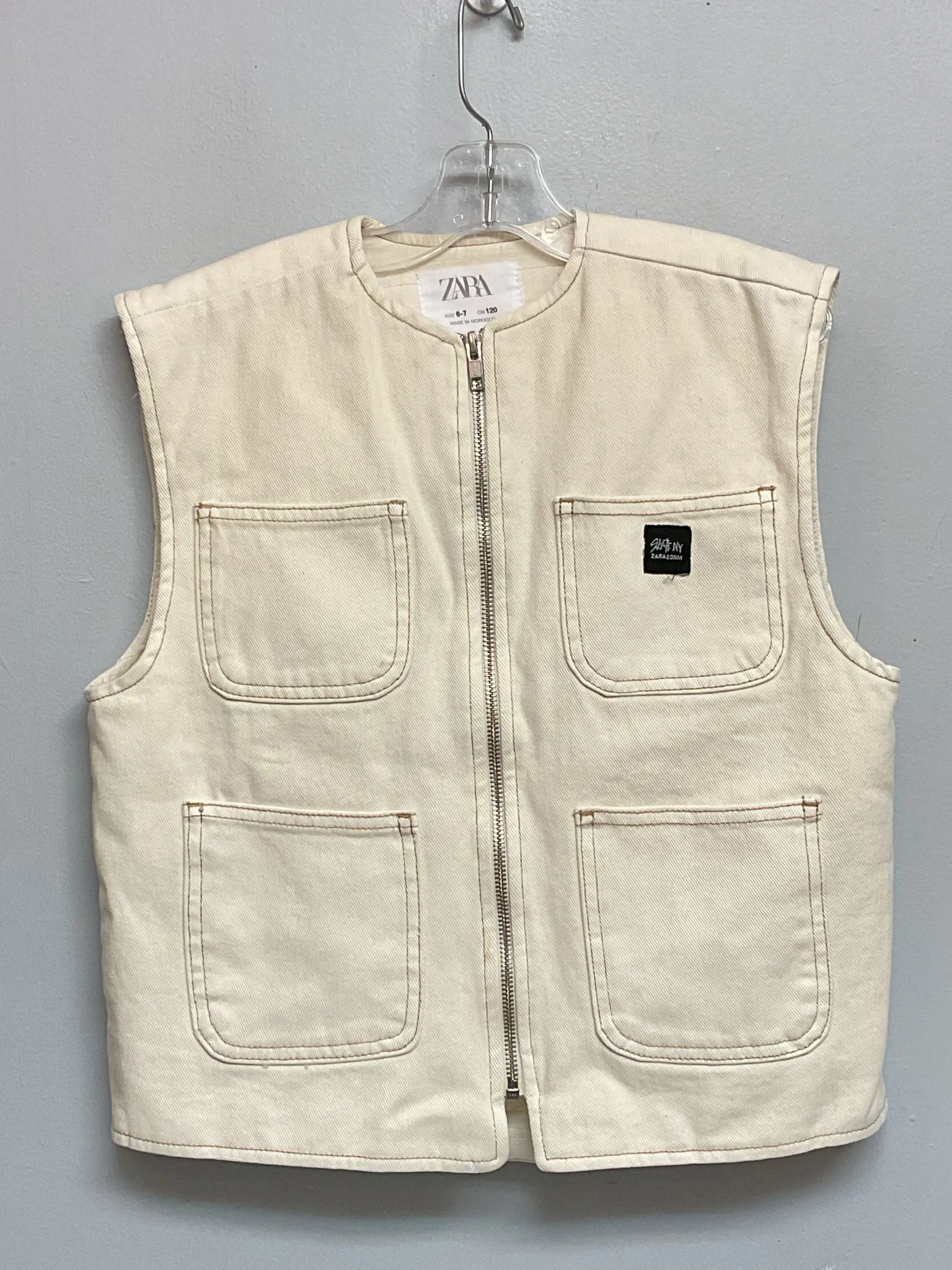 Zara Size 6 Cream Denim Big Girls Sweaters & Vests
